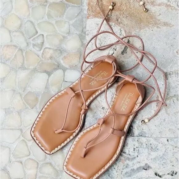 Antonio Melani
x The Nat Note Alhambra Leather Ankle Wrap Thong Sandals - Picture 2 of 5